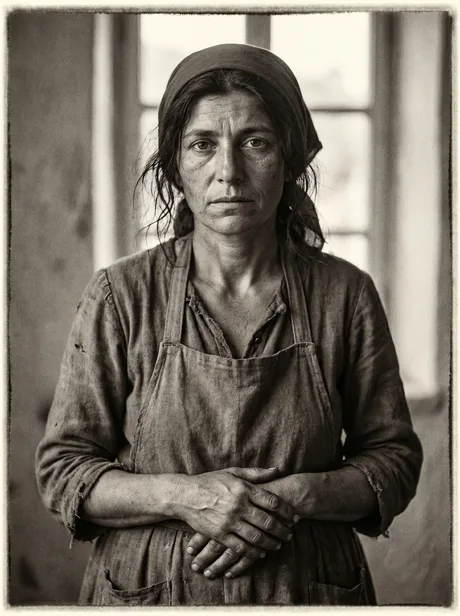 Period sepia portrait of María Naoumidís