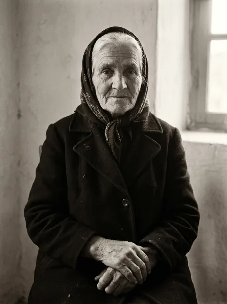 Period sepia portrait of Yiayiá Zoí